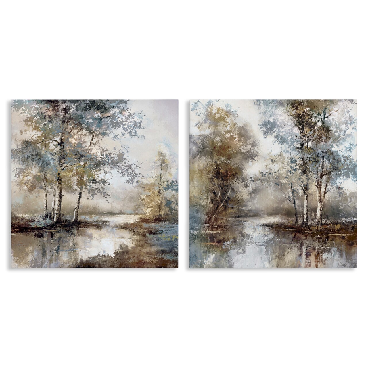 Stupell Industries Meandering River Tree Scene 2 Piece Canvas Wall Art Set, design by T.C. Chiu